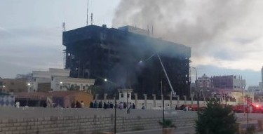 حريق مبنى الأمن في الاسماعيلية