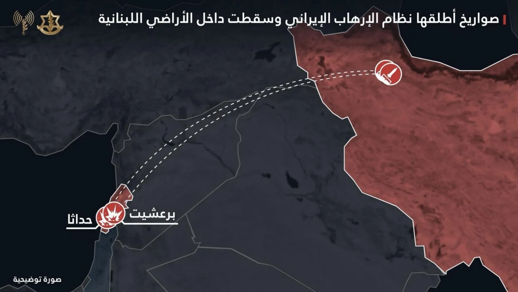 اسرائيل: صاروخان ايرانيان سقطا في لبنان